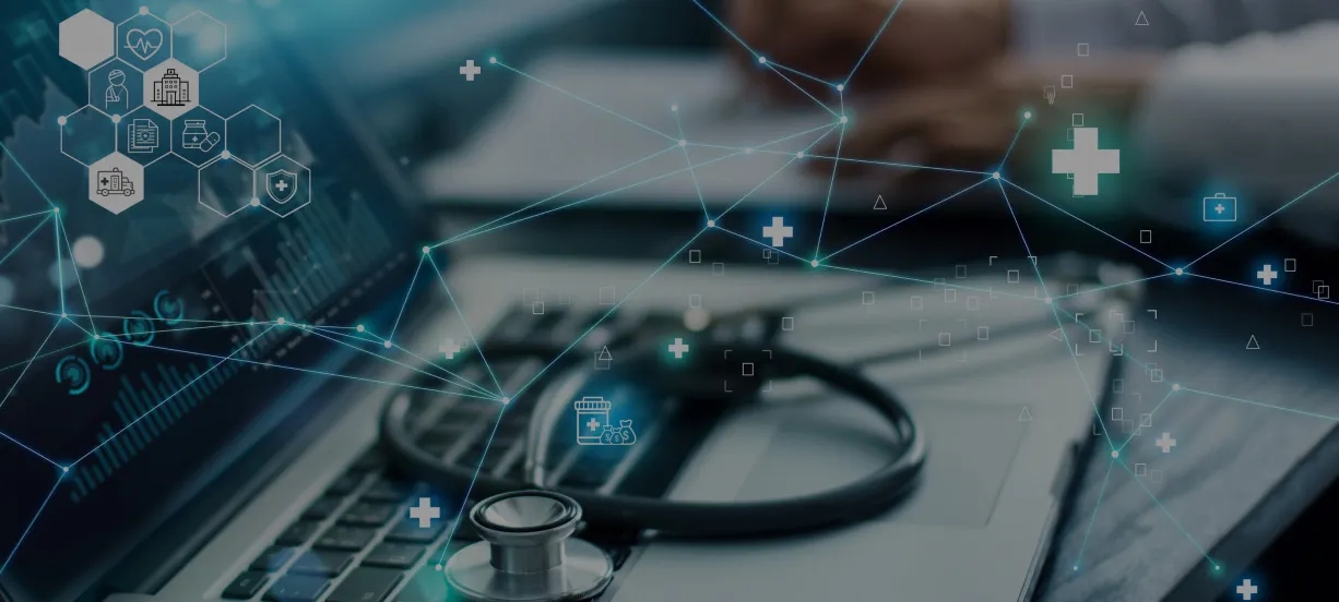 Image showing a computer screen with a clinic management platform interface, displaying patient records and scheduling tools.